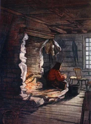 Das Abendessen zubereiten: Ein Cottage-Inneres in Selbo, 1905